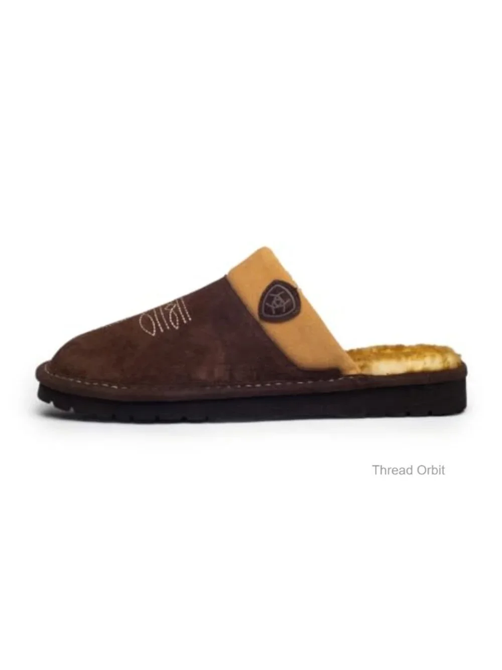 Genuine Suede Square Toe Western Slippers, Faux Shearling Lined, Cushioned,